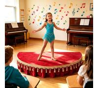 Pedana per Spettacoli per Bambini con Mantovana, Design Semicircolare | Palco Portatile Semicircolare, per Discorsi, Spettacoli Domestici e Giardino(Red,100cm/39.4in)