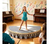 Pedana per Spettacoli per Bambini con Mantovana, Design Semicircolare | Palco Portatile Semicircolare, per Discorsi, Spettacoli Domestici e Giardino(Grey,150cm/59in)