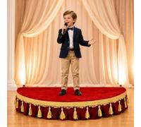Pedana Portatile per Bambini, Palco Semicircolare per Spettacoli | Portata 551 lb con Gonna da Palco per Canto, Discorsi, Recital ed Eventi(red,59.1in/150cm)