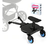 Pedana universale con sedile, pedana per passeggino con design stabile a due ruote, pedana girevole a 360° adatta per passeggini (25 kg) (nero) [Più forte] La tavola è realizzata con materiali di alta