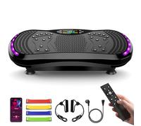 Pedana Vibrante Dimagrante Vibration Plate con 200 Livelli, 9 Programmi, Bluetooth e 4 Bande, a Basso Rumore Fino a 200 kg per Circolazione Gambe, Ritenzione Idrica e Drenaggio Linfatico