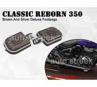 Pedane Delux Genuine Royal Enfield Classic Reborn 350 Argento E Marrone