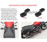 Pedane Meteor 350cc Deluxe anteriori e posteriori, nere per Royal Enfield ori...