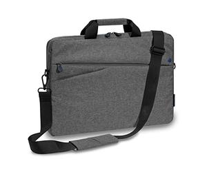 Pedea - Borsa per computer portatile *Fashion* Borsa per notebook fino a 17,3 pollici - Borsa a tracolla per laptop con tracolla - Custodia per laptop grigio/blu - Borsa per notebook per uomo e donna