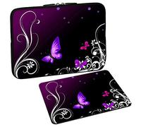 PEDEA Custodia design per notebook, 10,1 pollici, 13,3 pollici / 15,6 pollici / 17,3 pollici farfalla viola 15,6 Zoll + Mauspad
