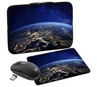 PEDEA Custodia protettiva per notebook fino a 13,3 pollici, con tappetino per mouse e mouse senza fili, Space Night