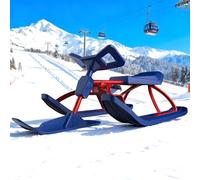 pedenencelia 2026 Ski Sled Slider Board/Snow Racer Sled-Sci Allargati, capacità di Carico di 220 Libbre, Ski Sled Slider Board con Volante, Slitta Sterzante per Avventure Invernali in Famiglia A