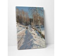 Peder Mørk Monsted In Slitta sulla Neve Stampa su Tela Canvas Effetto Dipinto