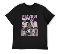 PEDFUVL Playboi Carti Men's T-Shirt Graphic Printed Black Tee S
