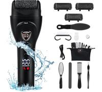 Pedicure Elettrico Professionale, Lima Elettrica per Piedi Togli Calli Pelle Secca Dura Esfoliante Kit con 3 Rulli Ricambio Electric Foot File, Illuminazione, 2 Velocità e 17 Strumenti (nero)