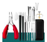Pedicure Set Toe Nail Clippers Ingrown Toenails Nippers Cutters Steel Manicure Cutters Tools,16Pcs,Red (14pcs Red)