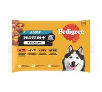 PEDIGREE Adult Protein+ bustine 4x85 g cibo umido completo per cani adulti con mix di manzo e fegato, con pollo e manzo, con tacchino e pollo, con anatra e pollo in gelatina