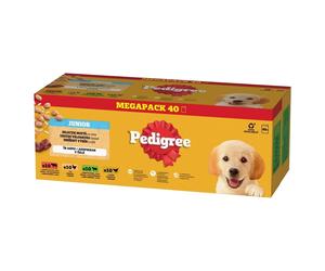 PEDIGREE Junior Scelta di Gusti con riso bustine 40x100 g cibo umido completo per cuccioli pezzi con mix di manzo e fegato e riso, con pollo e riso, con mix di agnello e fegato e riso, con pollame e r