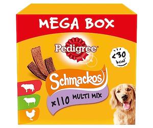 Pedigree Schmackos, Multipack snack per cani al gusto di manzo, agnello e pollame, 110 strisce, 790g in totale