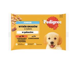 Pedigree Wet Jellied Puppy Food (pollo e riso, manzo e riso) 4x100g