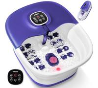 Pediluvio con massaggio e funzione di riscaldamento, massaggiatore per piedi pieghevole, telecomando, funzione di calore, riflessi, timer, pediluvio con 16 rulli shiatsu, viola