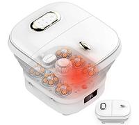 Pediluvio elettrico pieghevole per massaggio, pediluvio a temperatura costante con rullo massaggiante automatico, bolle di ossigeno, luce rossa, fisioterapia, allevia lo stress e l'affaticam