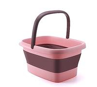 Pediluvio Massaggiatore Piedi, Pediluvio Idromassaggio Piedi Portatile Pieghevole, Vaschetta Bacinella Pedicure Con Maniglia Di Trasporto, Set Massaggio (Color : Pink, Size : 17.5 * 13.4 * 3in)