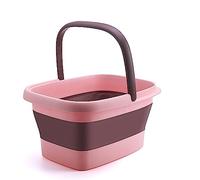 Pediluvio Massaggiatore Piedi, Pediluvio Idromassaggio Piedi Portatile, Vaschetta Bacinella Pedicure con Maniglia di Trasporto Cesto portabiancheria pieghevole ( Color : Pink , Size : 17.5*13.4*3in )
