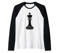 Pedina degli Scacchi Re Sagoma Nera Minimal Maglia con Maniche Raglan