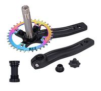 Pedivella per mountain bike con movimento centrale, pedivella singola in lega di alluminio 36T sinistra e destra, lunghezza braccio della pedivella 170 mm per riparazione e aggiorn (Nera)