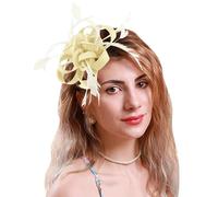 Pedometro clip fascinateurs pour femmes, chapeaux de fête de thé, couvre-chef de mariage, couvre-chef de mariée running, fascia da donna (beige, taglia unica)