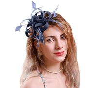 Pedometro Clip Fascinateurs pour femmes, chapeaux de fête de thé, couvre-chef de mariage, couvre-chef de mariée running, fascia da donna (blu navy, taglia unica)