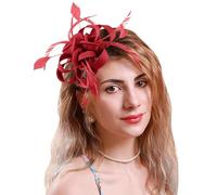Pedometro clip fascinateurs pour femmes, chapeaux de fête de thé, couvre-chef de mariage, couvre-chef de mariée running, fascia da donna (rosso, taglia unica)