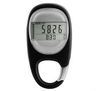 Pedometro elettronico digitale 3D LCD per fitness, corsa, camminata, con ampio schermo trasparente e semplice funzione con un pulsante per tracciare i passi (nero)