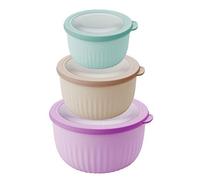 Pedrini 04GD208 Set 3 contenitori Ciotole Ermetici con Coperchio per frigo microonde Freezer Lunchbox, Colori Assortiti, Alti, Plastica