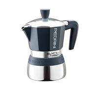 Pedrini Caffettiera Alluminio 3 Tazze MYMOKA INDUCTION Velvet Blue e Cromo