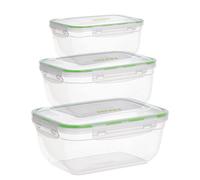 Pedrini PED04GD314 recipiente per cibo Rettangolare Contenitore Verde, Trasparente 3 pz Pedrini