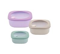 Pedrini Set 3 pz contenitori ermetici 04GD267 quadrati frigo/microonde/freezer Verde/Viola/Giallo