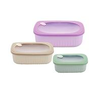 Pedrini Set 3 contenitori Ermetici con Coperchio per frigo microonde Freezer Lunchbox, rettangolari