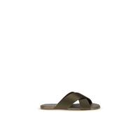 Pedro García Brown Silk Flat Sandals - EU39/US9