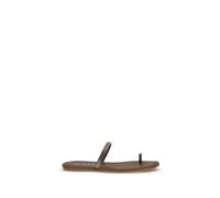 Pedro García Brown Silk Flat Sandals - EU40/US10