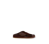 Pedro García Brown Velvet Flat Sandals - EU38.5/US8.5