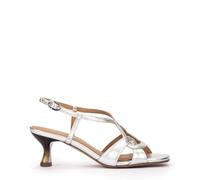 Pedro Miralles Sandali in Pelle Metallizzata di Colore Argento Modello LLOSETA in Tonalità Metallizzate. Fatto a mano in Spagna, Metallizzato, 37 EU