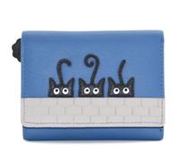 Peek-a-Boo Black Cats Small Tri-Fold Purse by Mala - Portafoglio in vera pelle con protezione RFID, slot per carte e sacchetto regalo per la polvere - 11 × 9 × 2,5 cm, Blu, S, Moderno