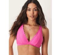 Peek & Beau Coppe Grandi - Top bikini a triangolo rosa testurizzato con bordi smerlati 18E-F