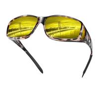 Peekaco Occhiali da guida per visione notturna, unisex, polarizzati, antiriflesso, lenti gialle HD, B06 Beige Tortoise Frame/Night Vision Lens, Large