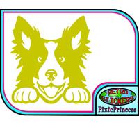 Peeking Bordo Cane Collie Pupazzo A Adesivo Vinile Auto Muro Arte Tablet Window