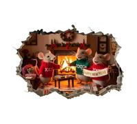Peel And Stick Wall Breaking Decor - Waterproof Christmas Wall Decals | Removable Christmas Animal Stickers For Holiday Party Living Room Bedroom Window Door