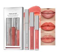 Peel Off Lip Liner Stain Tattoo, Tattoo Nude Lip Liner + Lip Gloss + Pearlescent Lip Oil Combo, Long Lasting Waterproof Lip Stain Peel Off , Non-Stick Cup Nourishing Lip Gloss Set Lipstick Makeup (#01