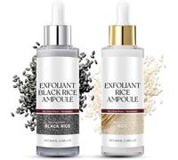 Peel Shot Glow - Fiala di riso bianco + fiala di riso nero, peeling delicato per viso e corpo, rimuove le cellule morte e punti neri, per tutti i tipi di pelle