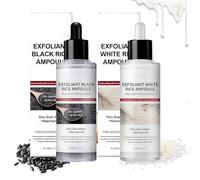 Peel Shot Glow Rice Ampoule Duo, Esfoliante Viso, Peeling Viso Black and White Rice Peeling Ampoule per Eliminare le Cellule Morte, Adatto a Tutti i Tipi di Pelle, 2 * 80ML