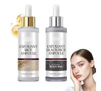 Peel Shot Glow Rice Ampoule, fiala peeling riso bianco/riso nero, 2025 nuovo scrub esfoliante viso e corpo, duo illuminante WhiteRice & BlackRice per tutti i tipi di pelle (mix)
