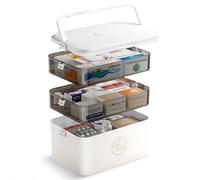 Peelanmall Contenitore per medicinali a 3 ripiani, 30 x 16,5 x 24 cm, manico portatile, armadietto per farmacia, organizer per farmaci, organizer per farmaci, organizer per farmaci, organizzatore con