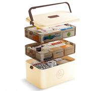 Peelanmall Contenitore per medicinali a 3 ripiani, 30 x 16,5 x 24 cm, manico portatile, armadietto per farmacia, organizer per farmaci, organizer per farmaci, organizzatore con suddivisioni (colori