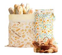 Peelanmall Sacchetti per pane in lino, 2 pezzi, 43 x 33 cm, riutilizzabili e non sbiancati, con coulisse, per conservare il pane e mantenere la freschezza